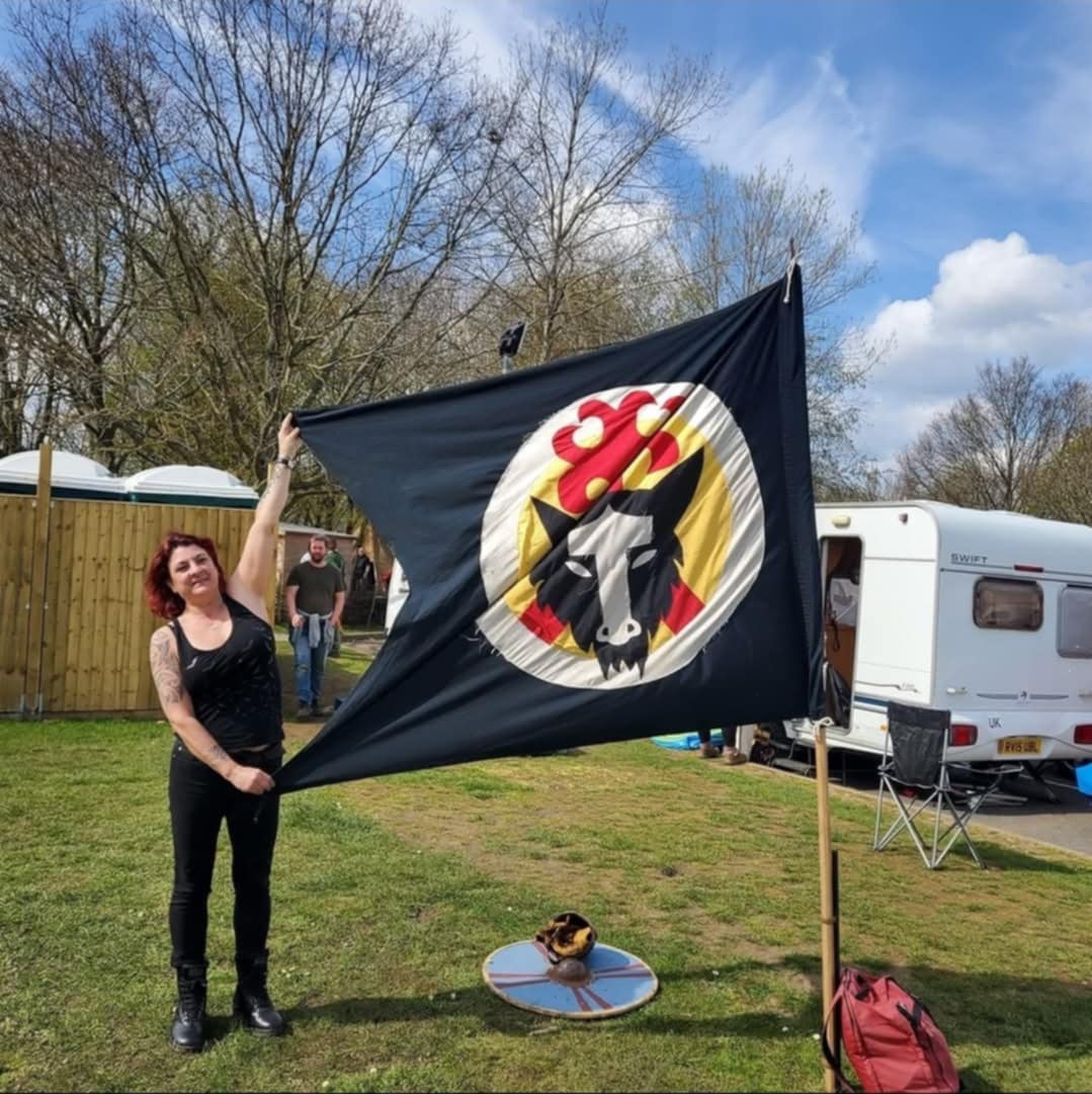 Michelle with Viking Flag