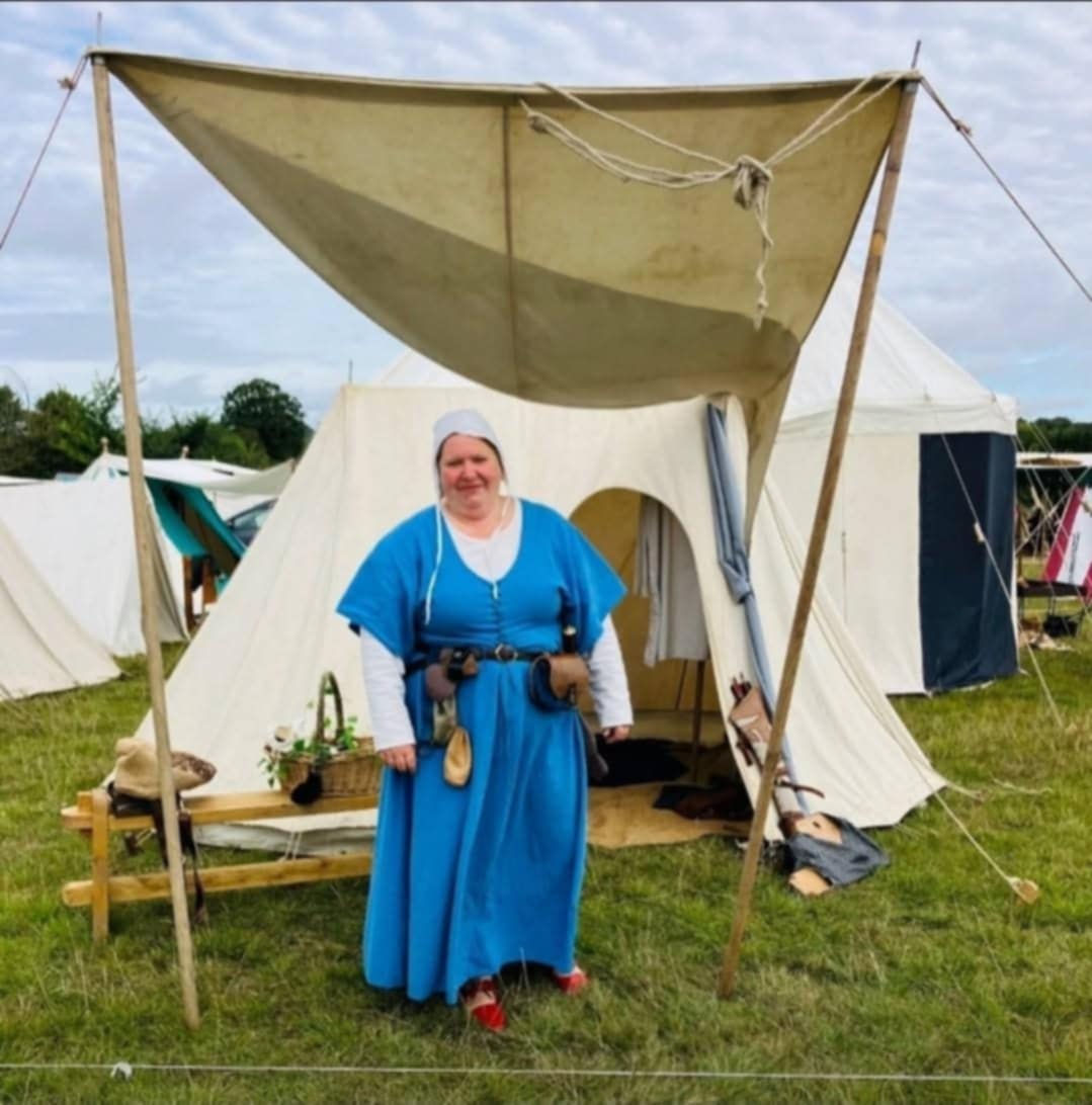 Woman Wearing Bright Blue Garment